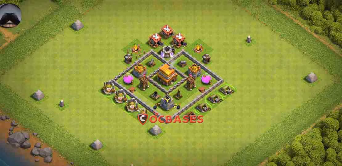 TH4 Farming Layout 14 - farming, #symmetric base layout with copy link for Clash of Clans 2026