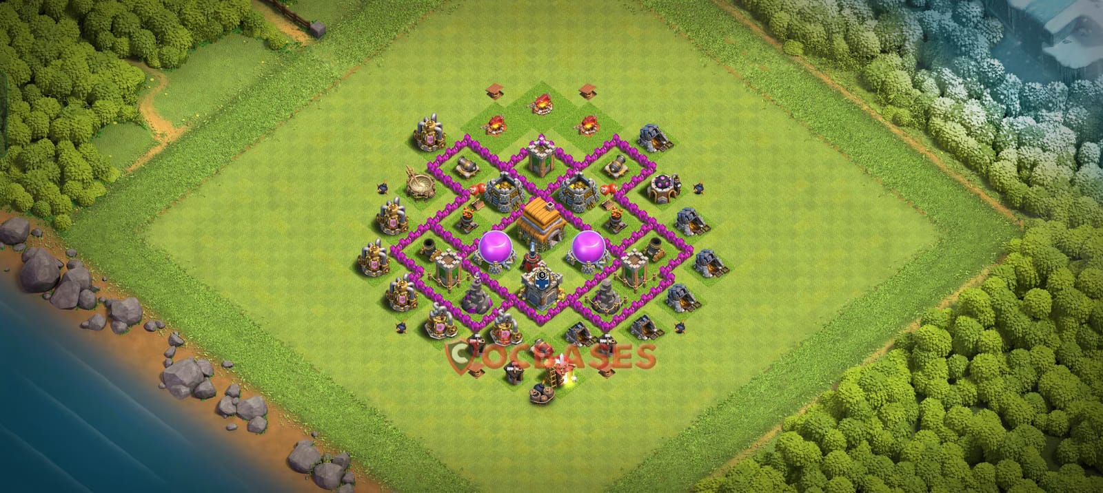 TH6 Anti 3 star Layout 5 - #asymmetric, #anti 2 stars base layout with copy link for Clash of Clans 2026
