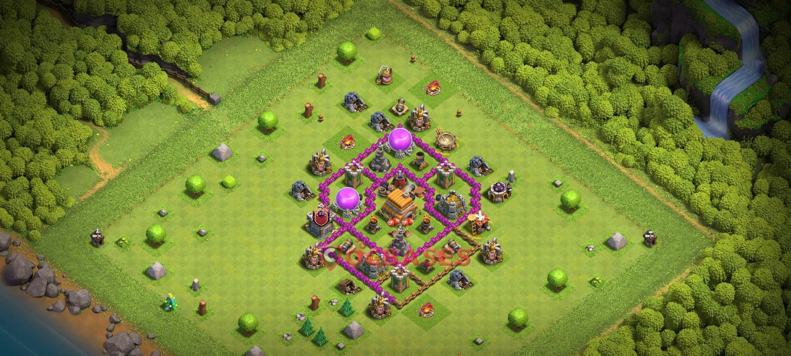 TH6 Hybrid Layout 11 - #hybrid, #anti air base layout with copy link for Clash of Clans 2026