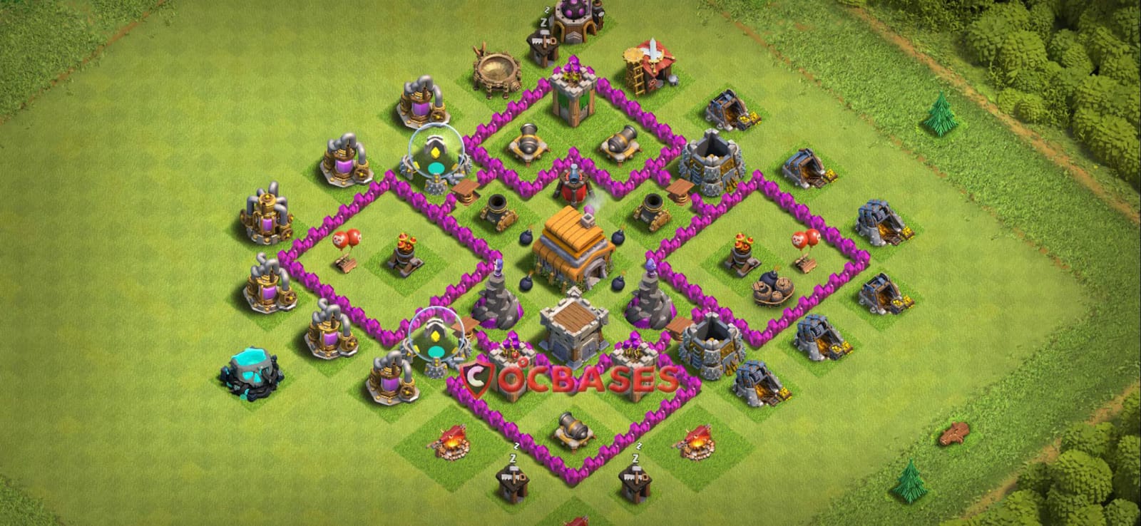 TH6 Trophy Layout 25 - hybrid, #trophy base layout with copy link for Clash of Clans 2026