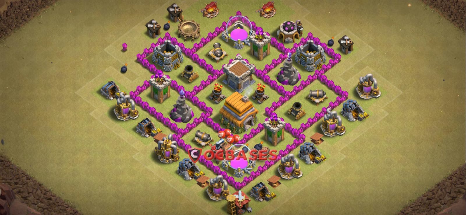 TH6 War Layout 30 - war, #trophy base layout with copy link for Clash of Clans 2026