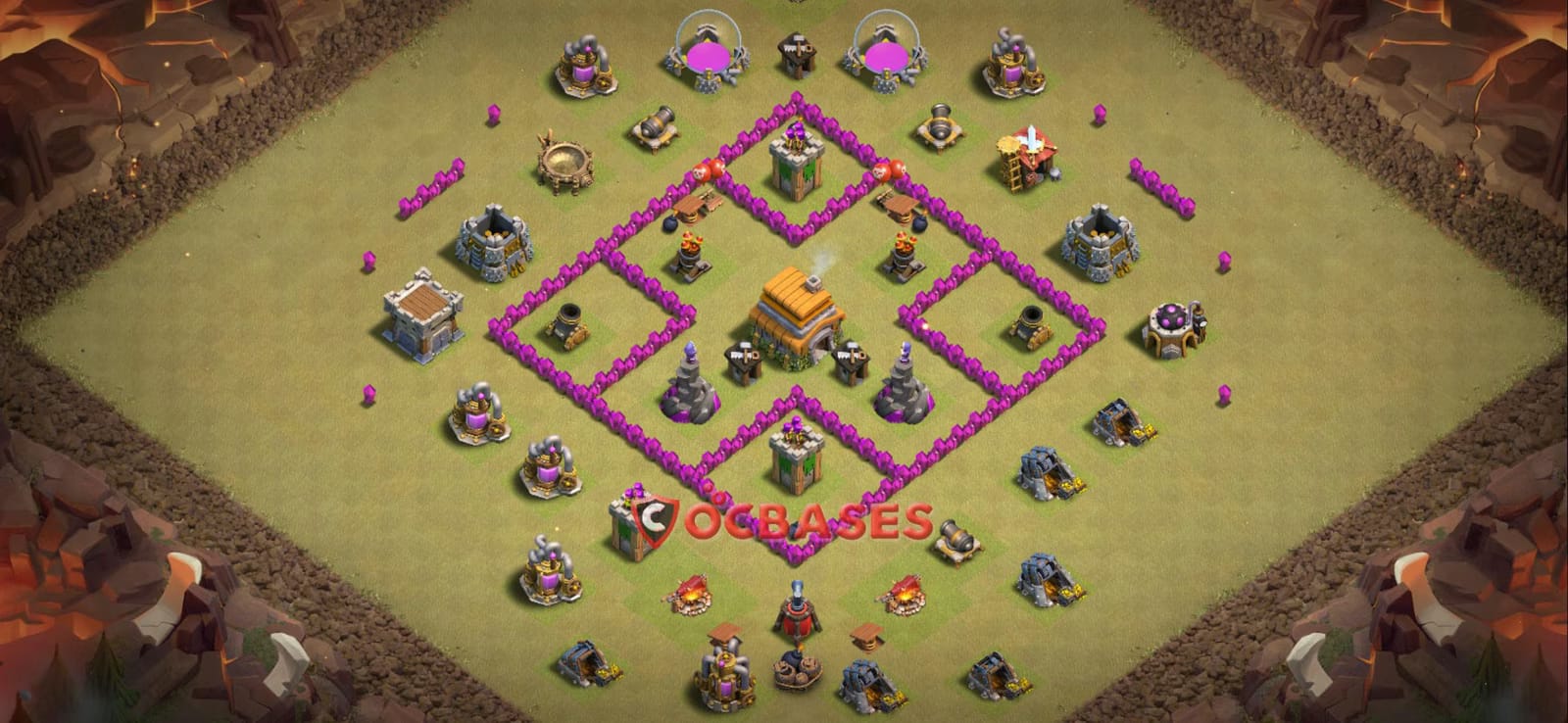 TH6 War Layout 35 - war, #trophy base layout with copy link for Clash of Clans 2026