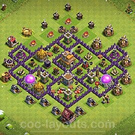 TH7 Trophy Layout 7 - base layout with copy link for Clash of Clans 2026