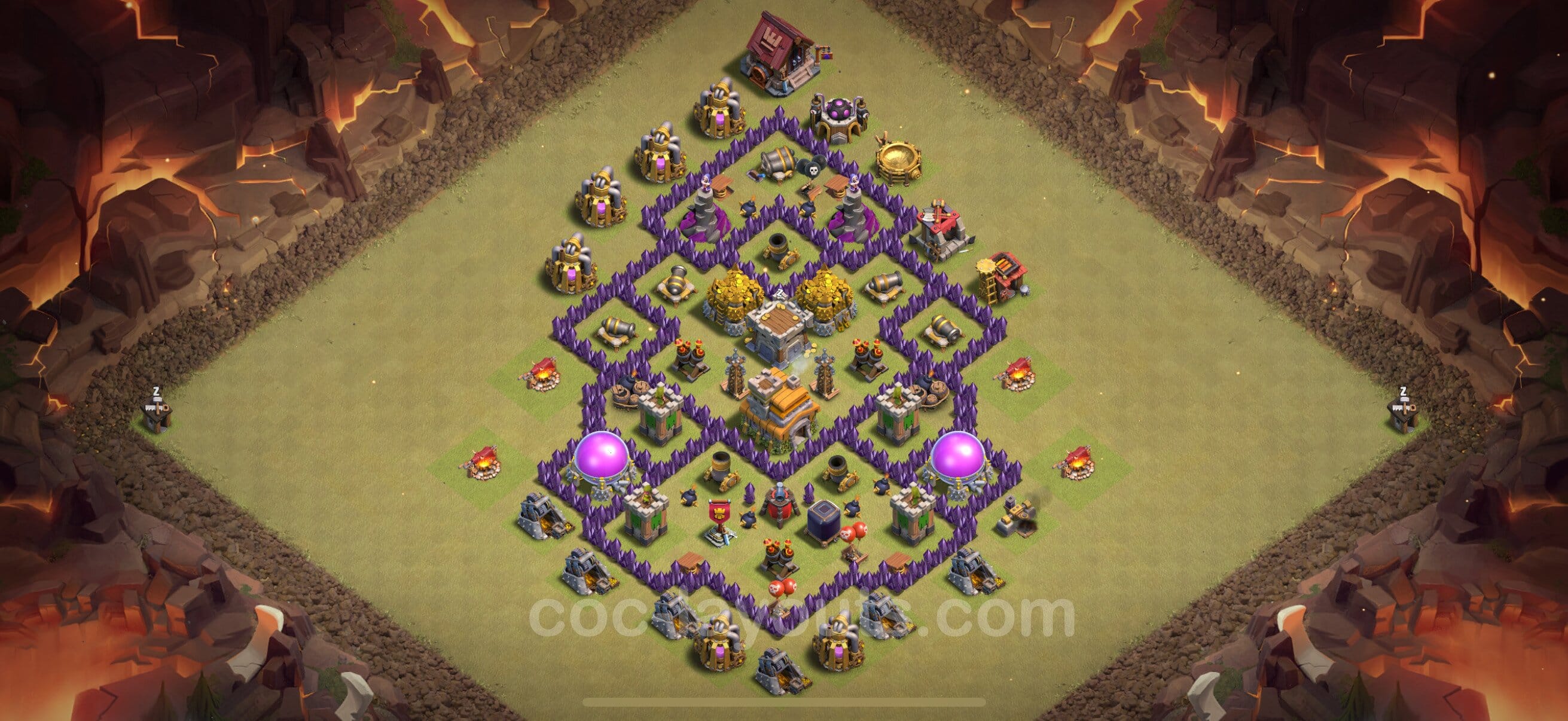 TH7 Trophy Layout 13 - base layout with copy link for Clash of Clans 2026