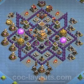 TH7 Trophy Layout 22 - base layout with copy link for Clash of Clans 2026