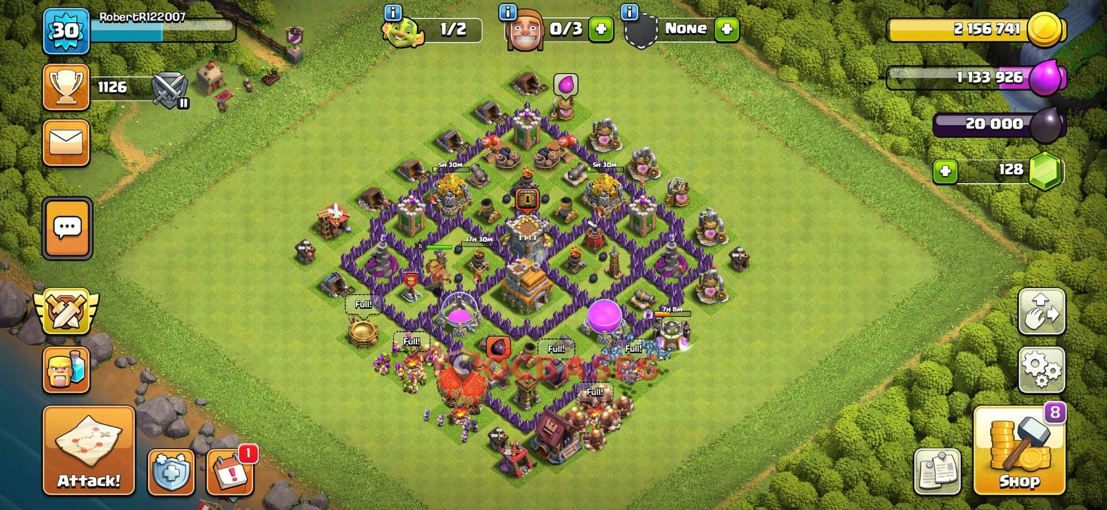 TH7 War Layout 14 - base layout with copy link for Clash of Clans 2026