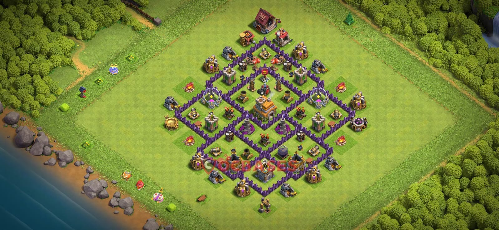 TH7 War Layout 20 - base layout with copy link for Clash of Clans 2026