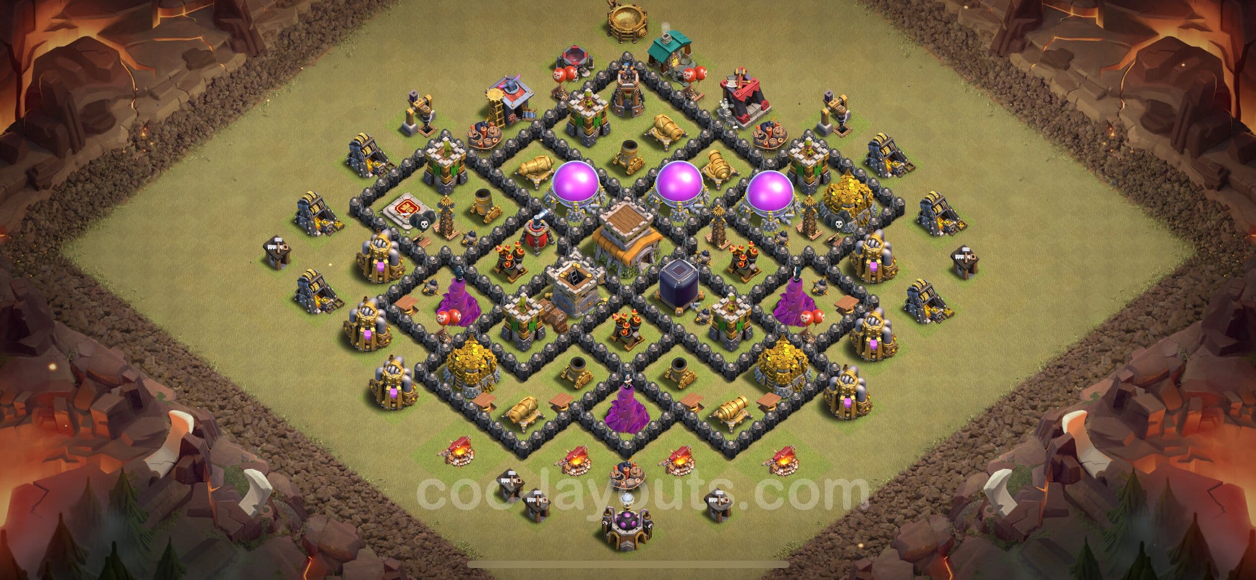 TH8 Trophy Layout 3 - base layout with copy link for Clash of Clans 2026