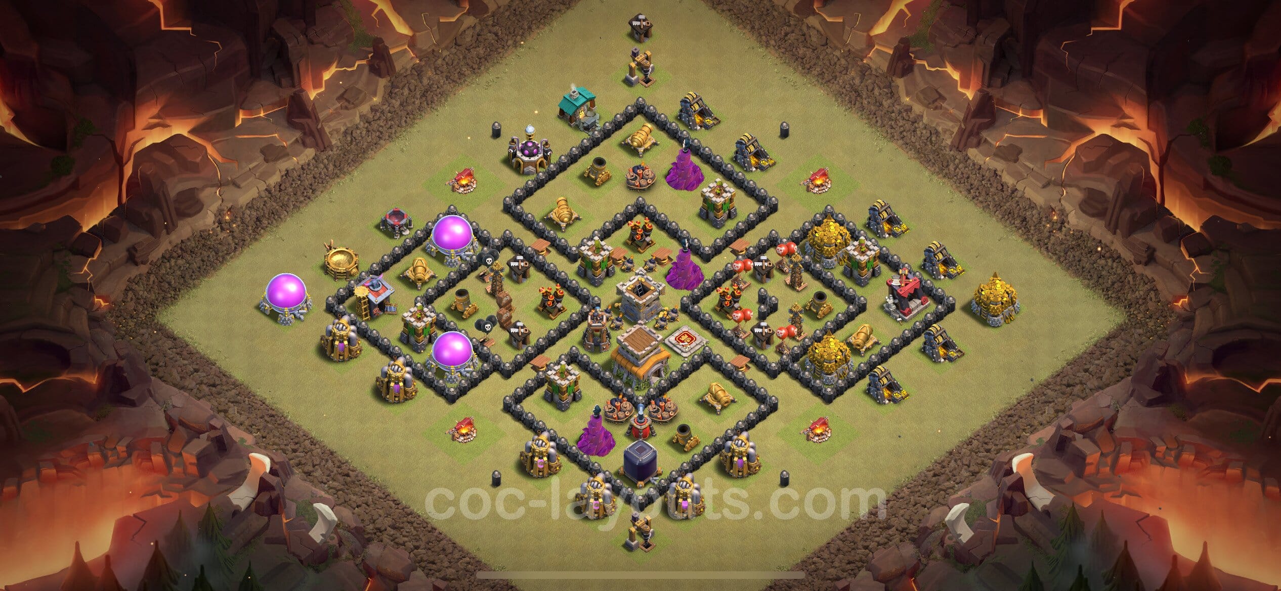 TH8 Trophy Layout 11 - base layout with copy link for Clash of Clans 2026