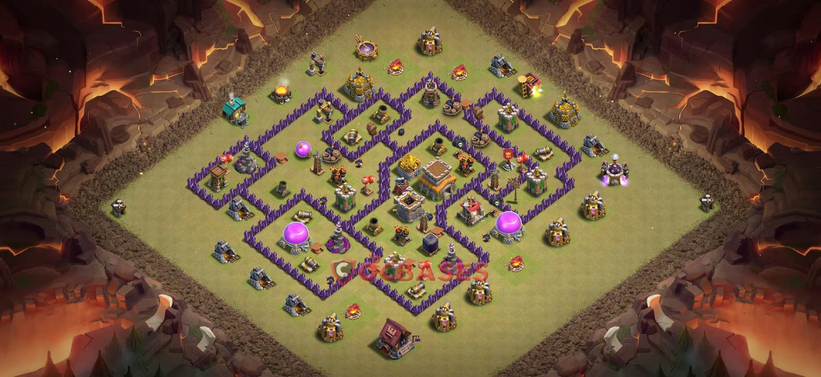 TH8 War Layout 2 - anti 3 stars, anti air base layout with copy link for Clash of Clans 2026