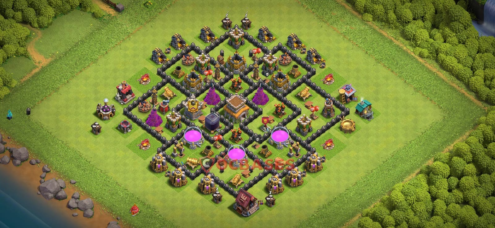 TH8 War Layout 14 - base layout with copy link for Clash of Clans 2026